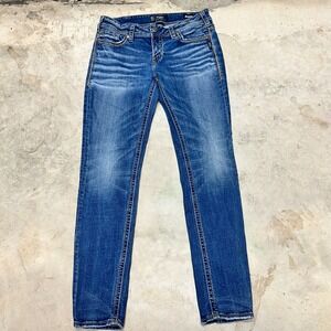 Silver SUKI Mid Skinny Jeans Womens W32 L31 Western Glove Works Super Stretch‎